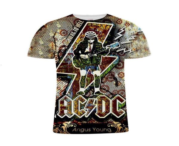 Camiseta con estampado 3D de poliéster ACDC banda de rock heavy metal amantes de manga corta266c7486182