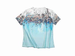 Camiseta 3D con cuello en V de verano de manga corta, camiseta con gráfico de plumas, ropa de calle Y2k de gran tamaño para mujer, ropa P230523 good nice