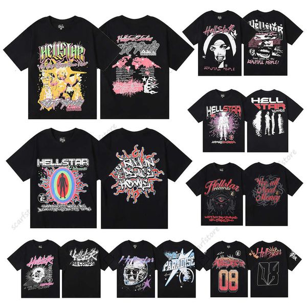 Hellstar Shirt T-shirt Short de marque de mode américaine Haikyuu Hommes Femmes Designer Survêtement Cotons Tops Hot Casual Shirt Lettres 3D Vêtements Street Tees Polo Sweat à capuche