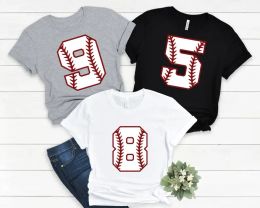 T-shirt Numéros de baseball chemise Nombres de softball anniversaire à manches courtes t-shirts o cou streetwear harajuku mode 100% coton goth y2k