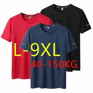 T-shirt grande taille pour hommes T-shirt à séchage rapide pour hommes col rond grande taille à manches courtes K1uM #