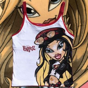 T-shirt BRATZ Y2k Vêtements Femmes Haruku Lettre Streetwear Sans Manches Sexy Crop Vest Top Vêtements Pour Femmes Débardeur 2000s Esthétique EMO 230724