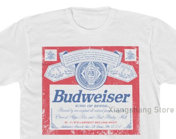 Camiseta BUDWEISER cervezas estilo clásico vintage cerveza camiseta Budweiser camisa algodón casual hombres camiseta mujeres camisetas tops