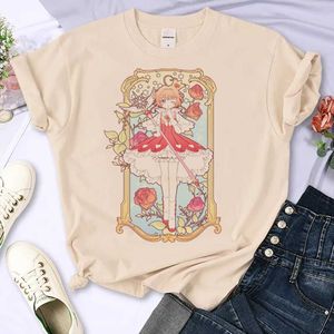 Camiseta Cardcaptor Cherry Blossom Mujer Y2K Designer Funny T-shirt Girls' Graphic Harajuku Street Clothing P230603