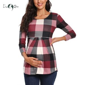 Camiseta informal de maternidad para mujer, camisetas de manga larga para embarazo, camisetas para embarazadas, Top elegante para mujer, ropa de moda para mujer