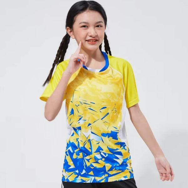 T-shirt enfants femmes imprimer chemise de tennis de table séchage rapide été loisirs vêtements de ping-pong enfants femmes tennis badminton uniforme t-shirts