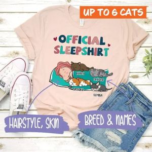 T-shirt Custom Gepersonaliseerde Cat Shirt Officieel Sleepshirt Tee Cat Lovers Gift Cotton O Neck Funny Cat Graphics ShortSleeve Unisex Top