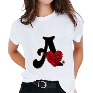 T-shirt personnalisé nom combinaison impression fleur lettre A B C D E F G manches courtes femme T-shirt P230523