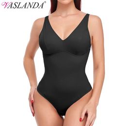 Camiseta Cuello en V Profundo Fajas Body Tanga Shaper para Mujeres Entrenador de Cintura Body Shaper Ropa Interior Adelgazante Sujetador Incorporado Camisolas Tops