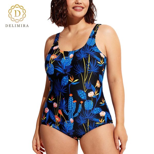 Camiseta Delimira Traje de baño para Mujer Traje de baño de Talla Grande Traje de baño de una Pieza Traje de baño modesto básico sin Espalda