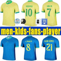 BRAZILIË 2024 Copa America Cup voetbalshirts Camiseta de futbol PAQUETA RAPHINHA voetbalshirt maillot MARQUINHOS VINI JR brasil RICHARLISON 24 25 KIDS 2025 NEYMAR