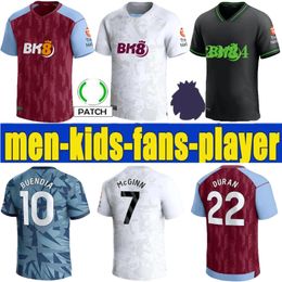 23 24 Maillots de football Kit enfants Accueil 2023 2024 Aston VilLaS Maillot de football Entraînement des fans à l'extérieur Version du joueur Camisetas Mings McGinn Buendia Watkins Maillot Foot Noir