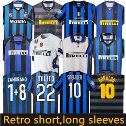 Finales du maillot de football rétro 2009 MILITO SNEIJDER ZANETTI Milan Eto'o Football 97 98 99 95 96 Djorkaeff Baggio ADRIANO 10 11 07 08 09 Zamorano RONALDO InTERS 1997 1998