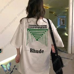 T-shirt Designer vend bien de haute qualité surdimensionné de coton rhude tunnel abstract à manches courtes khaki t-shirt de haute qualité