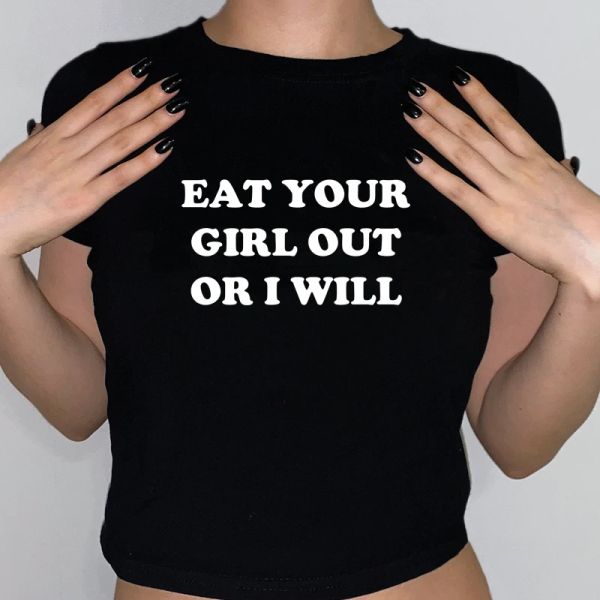 Camiseta Eat Your Girl Out o I Will Women Camiseta Suave Unisex Camiseta Divertida Lesbiana Bisexual Mujer LGBTQ Orgullo Crop Top Gay Orgullo Regalo