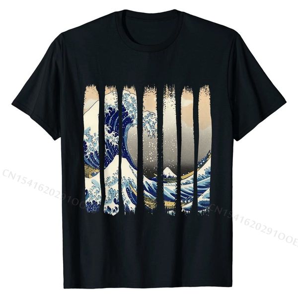 Camiseta, Edo Japón Hokusai, Gran Ola de Kanagawa, Tsunami Venta al por mayor Camisa Camiseta Algodón Tops Camiseta para hombre Verano
