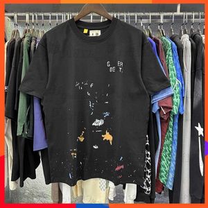 T-shirt Mode Casual Designer Gallery Hommes Femmes Encre peinte à la main Splash Graffiti Lettrage Lâche Manches courtes Crewneck Vêtements Tailles européennes QOJK