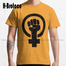 T-shirt feministische verhoogde vuist noodlijdende klassieke TShirt aangepaste gift grappige kunst streetwear cartoon Tee Xs5Xl Unisex digitale afdrukken