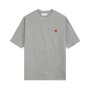 t-shirt voor heren 2023 lente-zomer nieuwe versie in vriendjesstijl met klein rood hartborduurwerk op de borst losse en comfortabele korte mouw unisex maat S ZZIP