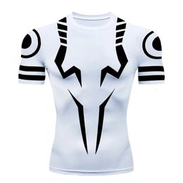Camiseta para hombres Gym Gym Graphic Thirts Anime Jujutsu Kaisen Estampado 3D Compresión Fitness Indersavera TEE de gran tamaño ropa Top 240419