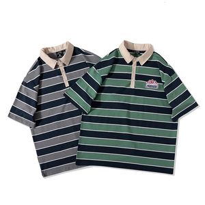 T -shirt voor mannen Summer Classic Fashion Vintage Stripe geborduurde katoen Casual Rapel Korte Mouw Polo 240411