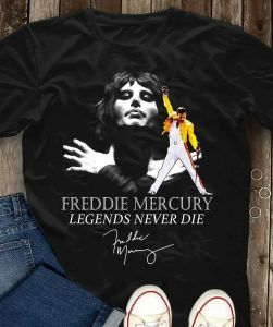 T-shirt Freddie Mercury Legends nooit sterven TShirt maat Xs5Xl Unisex vrouwen mannen T-shirt