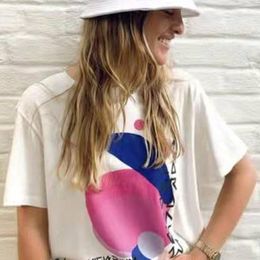 T-shirt Frans ontwerp gevoel minderheid mode persoonlijkheid abstracte brief afdrukken losse ronde kraag Joker korte mouw t-shirt dames