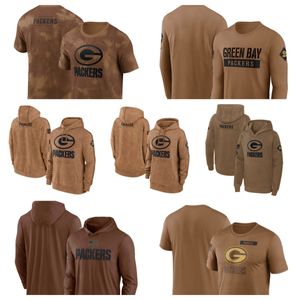T-shirt Green Bay''Packers''Brown Heren Dames Jeugd 2023 Salute To Service Club Pullover Hoodie