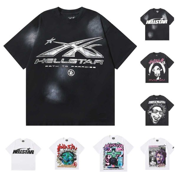 Camiseta Hellstar Shirt Designer Men Polo Women Summer Camisas para hombres transpirables Camas de alta calidad TEE STREETWear Pirnt Hip Hop Cotton Sleeveveo1bi