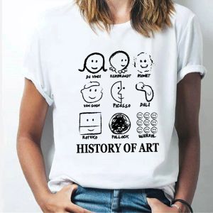 T-shirt History of Art Line Funny T-shirt Femmes à manches courtes Top Harajuku Tee Shirt Feme Femme 2022 Vêtements femme Tshirt