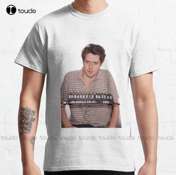 Camiseta de Hugh Grant Mugshot, camiseta clásica, camisetas baratas personalizadas para adolescentes y adolescentes, camiseta con impresión Digital Xs5Xl de algodón para hombres y mujeres