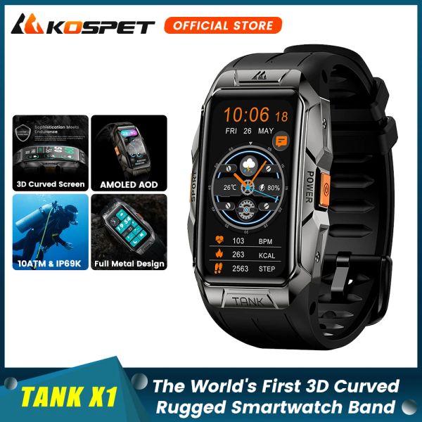 T-shirt Kospet Tank X1 Smart Watch Men Femmes Smartband 10ATM Waresh Watches de 1,47 