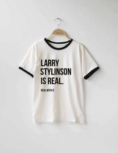 T-shirt Larry Stylinson Is Real Deal With It mode t-shirt Tee Tumblr meisjes t-shirt meisjes tops ringer tees hoge kwaliteit topsJ112