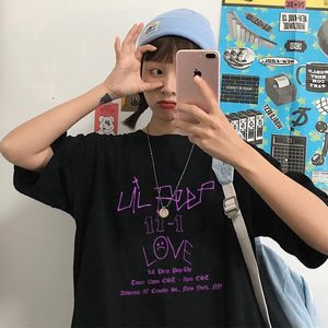 T-shirt lil peep hiphop zanger losse brief afdrukken vrouwen kleding Ulzzang Harajuku Zomer T-shirt losse casual chic korte mouwen top