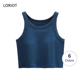T-Shirt Loriot soutien-gorge côtelé pour femmes, débardeur court, Camisole Sando, gilet sans manches, Sexy, décontracté, coréen, Sa1334