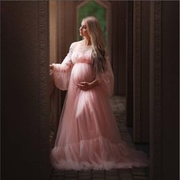 T-Shirt Robes de Maternité pour Baby Showers Sexy Longue Tulle Femmes Enceintes Photographie Shoot Party Mariage Grossesse Maxi Robe Photo Prop