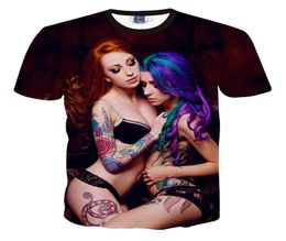 T-shirt Men 3D sexy nue de beauté nue fille Mujer Mujer Top Tees Tatoo Sexy Girls 3D Imprimé Hip Hop T Shirts9322464