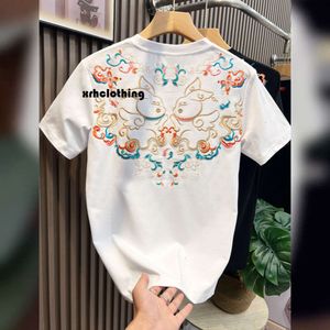 T-shirt mannen chaopai china-chic etnische stijl borduurwerk korte mouwen t-shirt heren 2024 zomer nieuwe losse halve mouw bovenste bodem shirt
