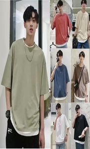 T-shirt Mannen Katoen Zomer Nep Tweedelige T-shirt Oversize T-shirt Boys039 Losse T-shirt HalfSleeve Kleding Biologisch Katoen4832712