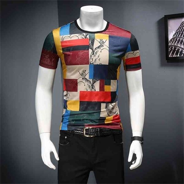 Camiseta Hombre Ice Felt Manga corta Club Party Diseño Imprimir Verano Transpirable Casual -camisa streetwear tops 210716