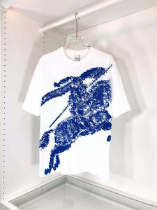 Camiseta, camiseta de diseñador de ropa para hombres, ropa de moda francesa para mujeres, ropa de diseñador de ropa de pareja, patrón de caballos con cuello redondo de manga corta