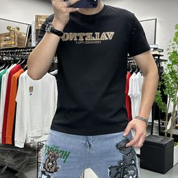 T-shirt herenbrief afdrukken trend mannelijke tees zomer nieuwe stijl ronde nek luxe homme tops katoen causale man kleding