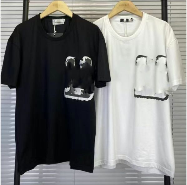 T-shirt pour hommes, nouveau, européen et américain, imprimé simple, manches courtes, col rond, ample, style hongkongais, marque de mode, haut et bas, ample
