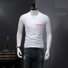 T-Shirt für Herren, Sommer, kurz, modisch, lässig, einfarbig, hochwertiges Designer-T-Shirt, sportlich, eng, kurzärmelig