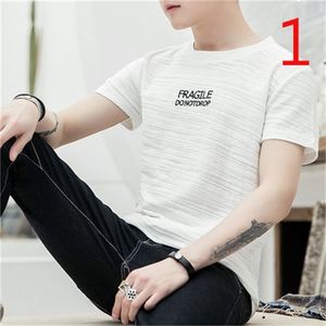 T-shirt Heren Trend Losse Casual Anime Afdrukken Wild Hong Kong Stijl Ronde hals Korte Mouw 210420