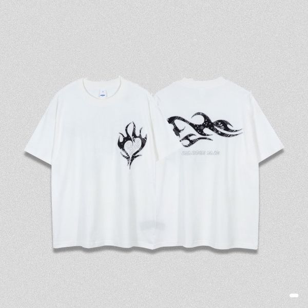 T-shirt de créateur de vêtements pour hommes Modèles de rue Applique T-shirt ample Respirant T-shirts blancs décontractés