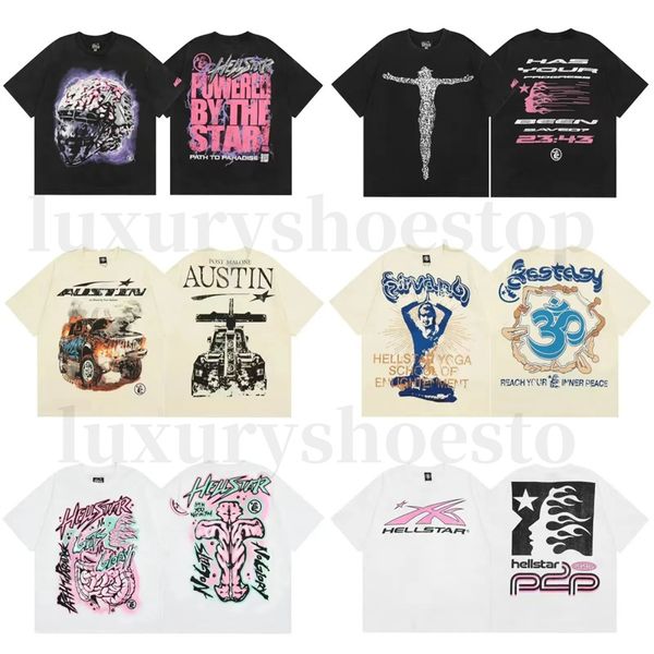 T-shirt pour hommes Hellstar Designer T-shirts The Star Of Hell Men Tees Hommes Chemise Col rond Manches courtes Lettre décontractée imprimée Vêtements assortis de haute qualité pour les couples