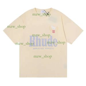 Camiseta para hombres Rhude shorts pistas de huellas letras de impresión de diseñador negro gris gris arcoirbow color de algodón de algodón de algodón