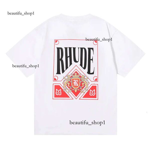 T-shirt Mens Rhude Tracksuit Designer Printing Letter Black White Grey R Fashion Colon Colon Corde