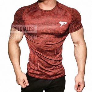 T-shirt Heren Korte Mouwen T-shirt Mannen Sportscholen Bodybuilding Huid Strak Thermische Compri Shirts Workout Top 502B #